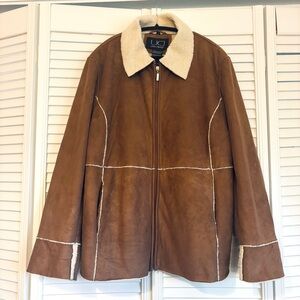 Utex Design Faux Sheepskin Suede Leather Sherpa Coat Jacket Size 3X